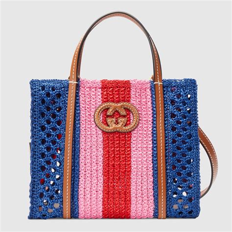 borsa gucci rafia|Gucci Borsa shopping effetto paglia misura media.